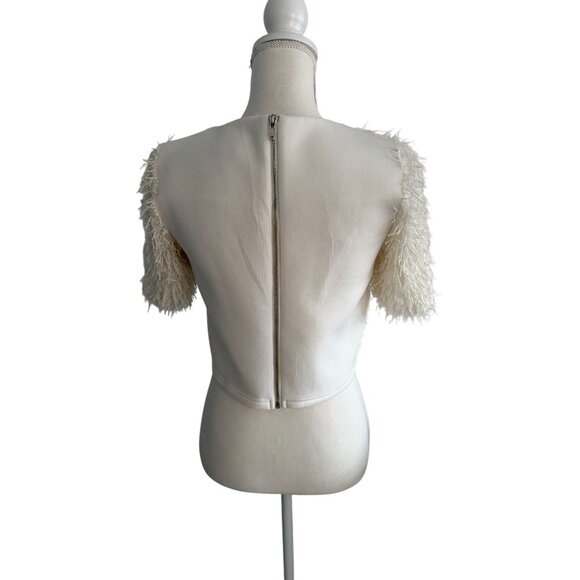 GRACIA Fuzzy Winter White Crewneck Scuba Top Size Small - Picture 7 of 8